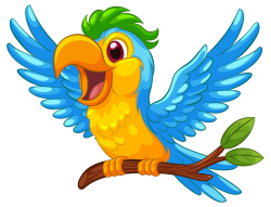 Lcolorful-cartoon-macaw-branch